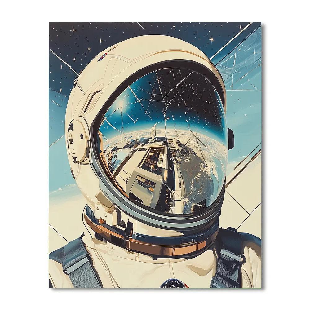 Picasso Inspired Abstract Astronaut Portrait Number painting