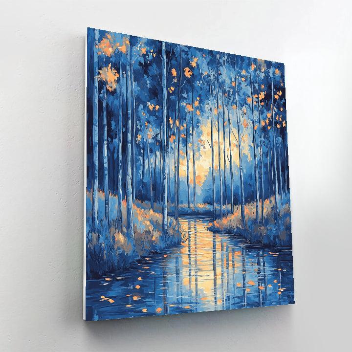 Claude Monet Inspired Poplar Row In Blue Evening Breeze Numbered painting kits