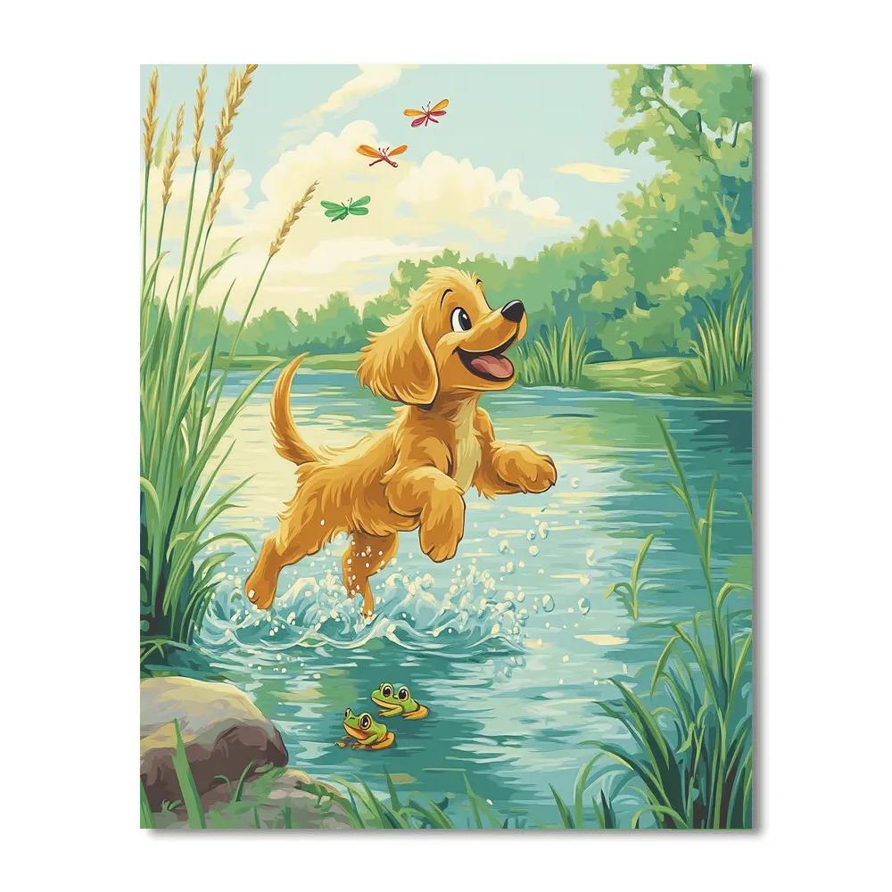 Pluto Lakeside Splash Fun Disney Inspired Numbered painting kits