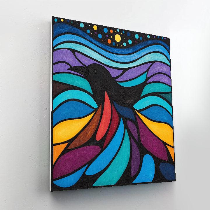 Norval Morrisseau Inspired Aurora Raven Of The Northern Currents Number painting