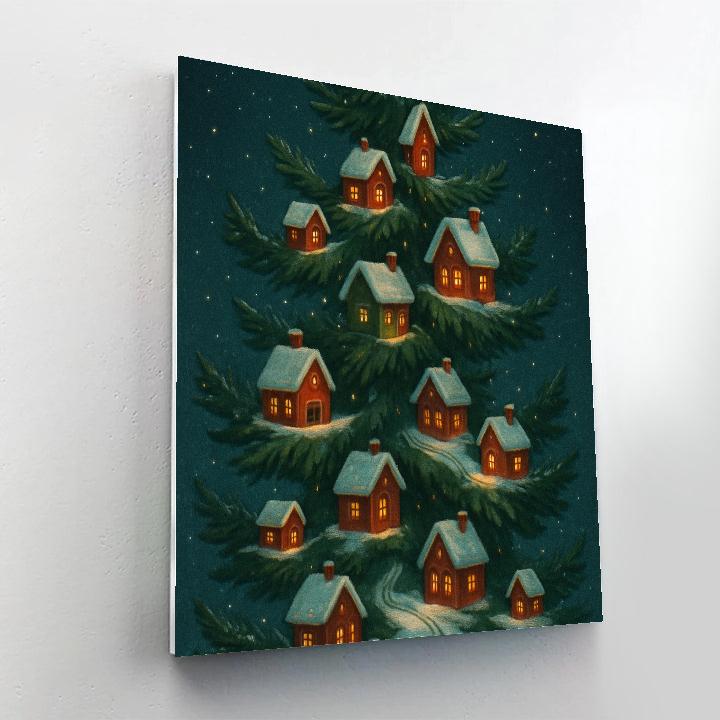 Village On The Evergreen Branches DIY paint by numbers