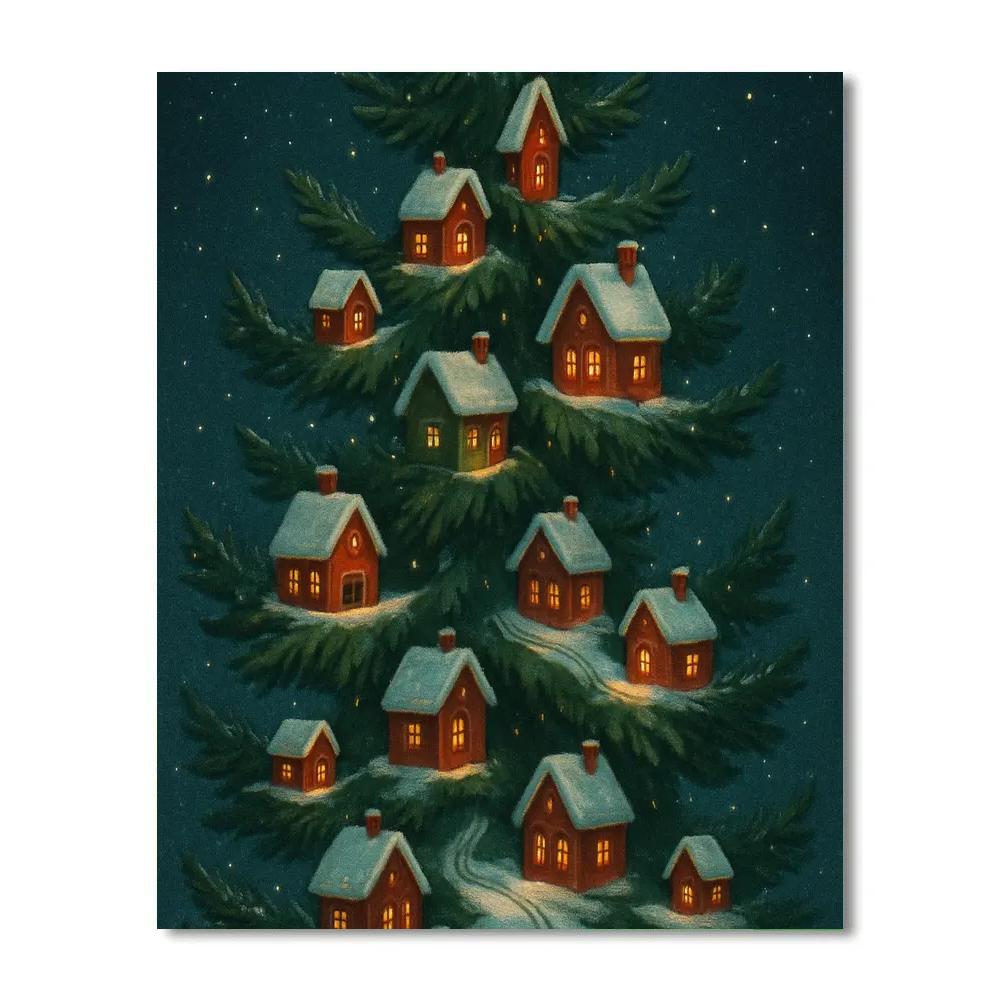 Village On The Evergreen Branches DIY paint by numbers