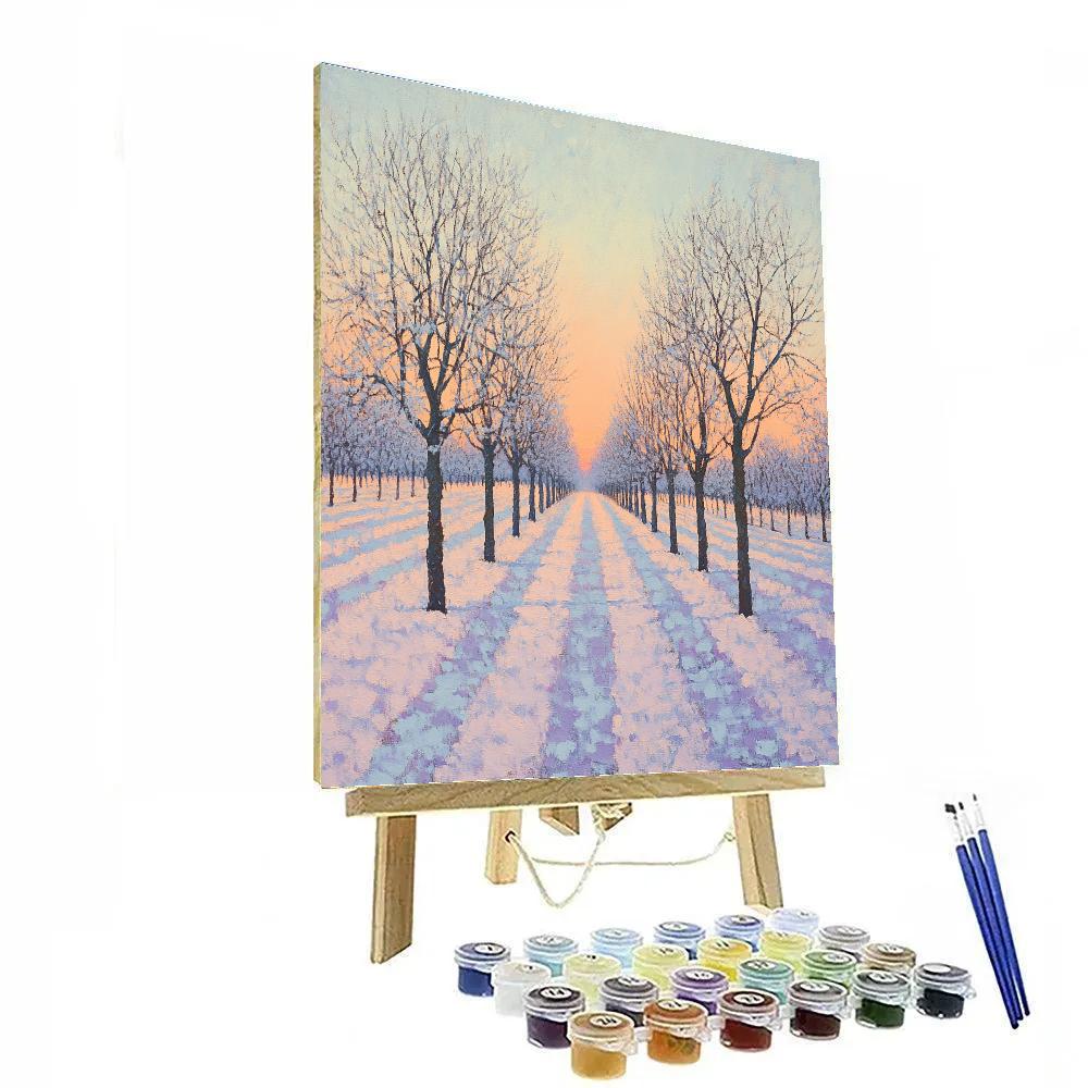 Claude Monet Inspired Frosted Orchard Sunrise Paint by numbers art