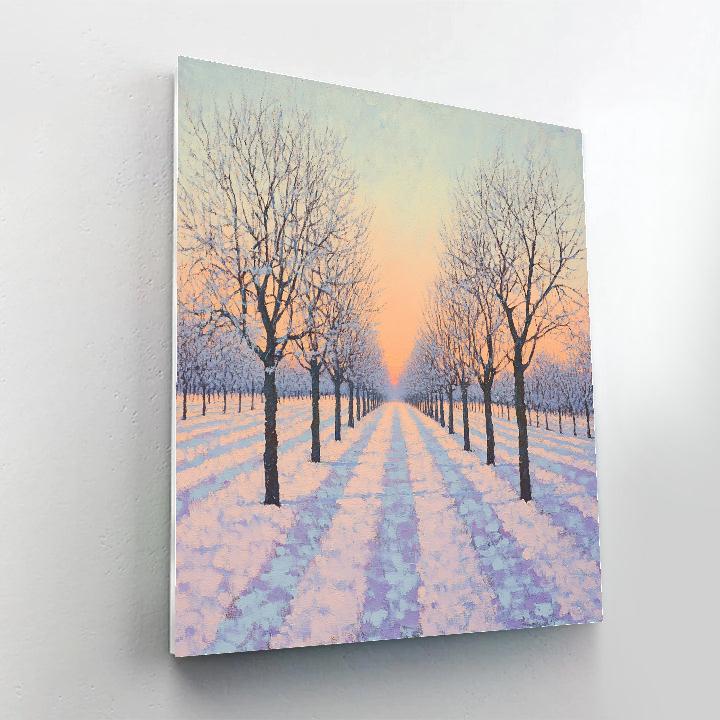 Claude Monet Inspired Frosted Orchard Sunrise Paint by numbers art