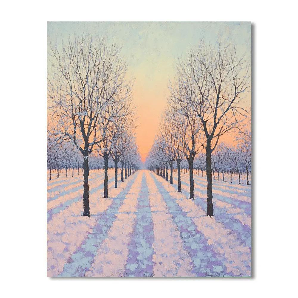 Claude Monet Inspired Frosted Orchard Sunrise Paint by numbers art