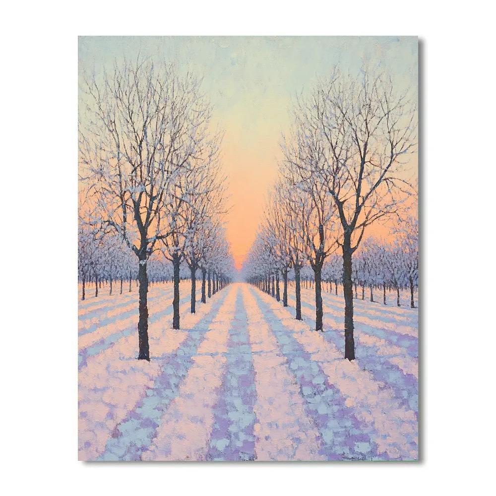 Claude Monet Inspired Frosted Orchard Sunrise Paint by numbers art