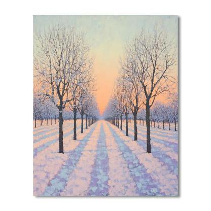 Claude Monet Inspired Frosted Orchard Sunrise Paint by numbers art