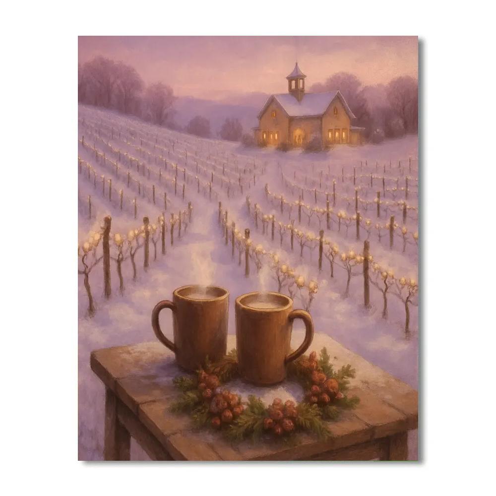 Snowy Vineyard Winter Toast paint by numbers