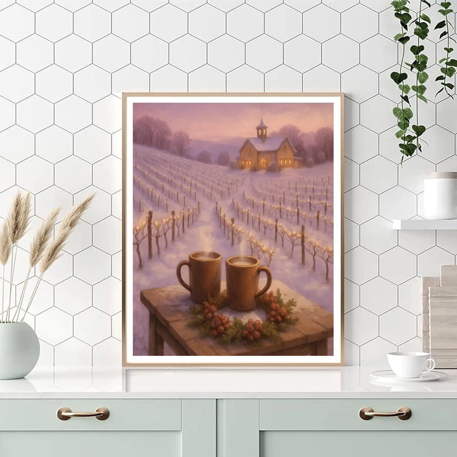 Snowy Vineyard Winter Toast paint by numbers