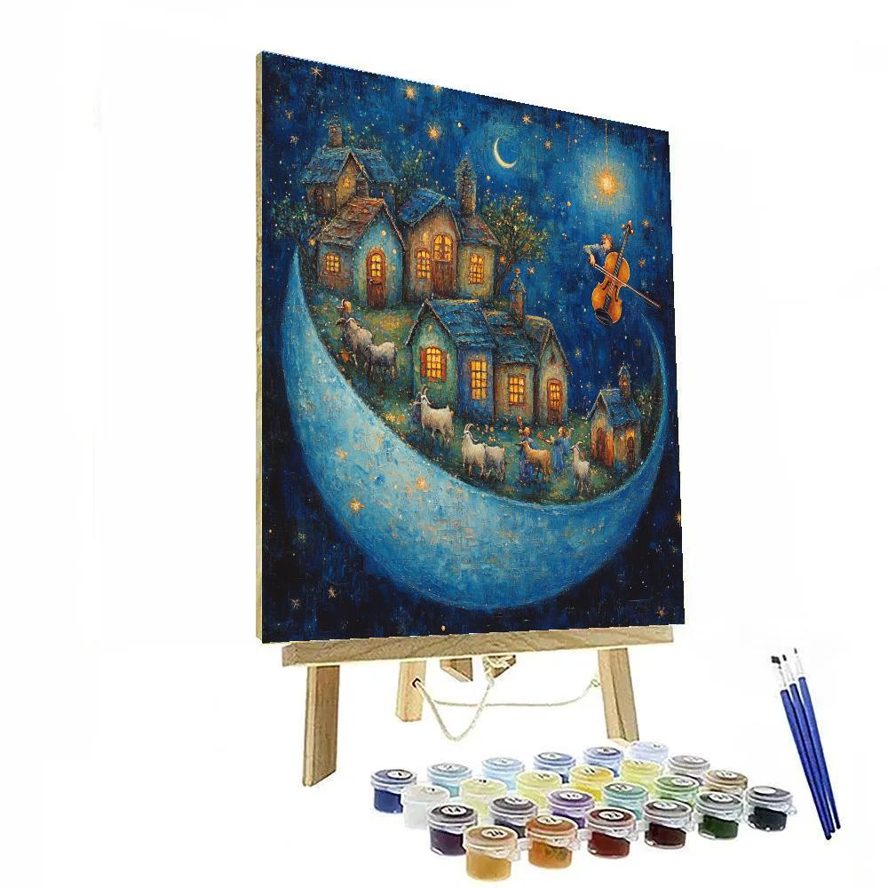 Chagall Inspired Floating Village In Space paint by number