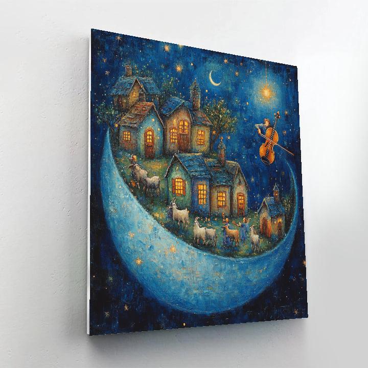 Chagall Inspired Floating Village In Space paint by number