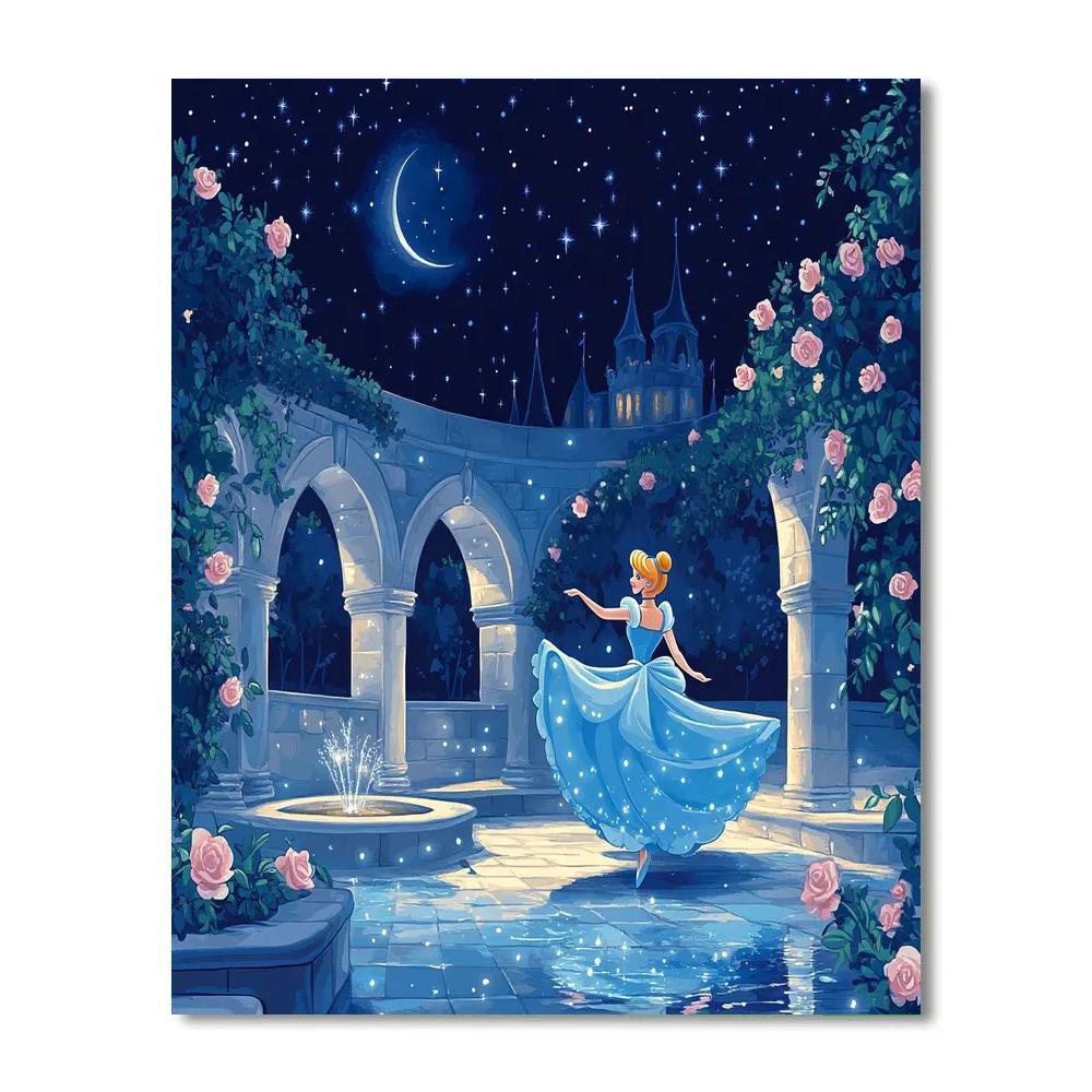 Cinderella Moonlit Courtyard Dream Disney Inspired paint by color