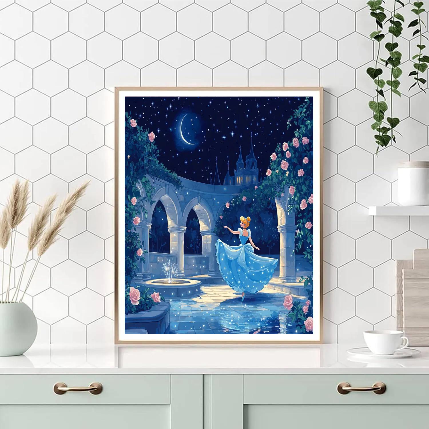 Cinderella Moonlit Courtyard Dream Disney Inspired paint by color
