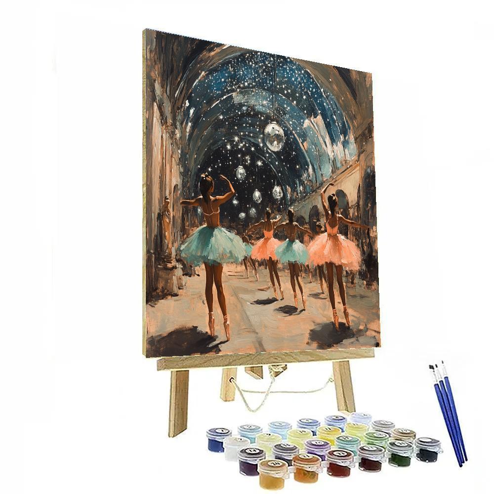 Degas Inspired Dancers Under Starlight Dome paint by color