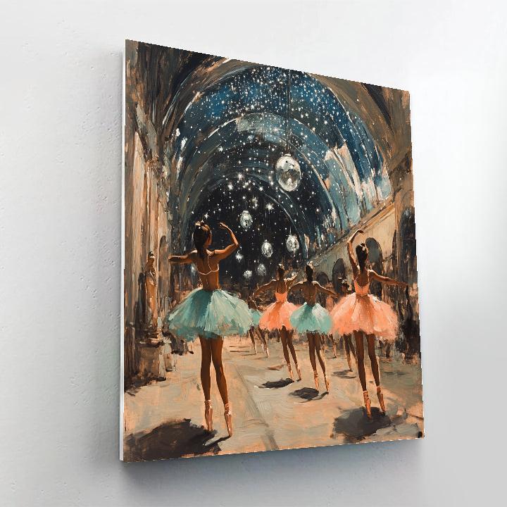 Degas Inspired Dancers Under Starlight Dome paint by color