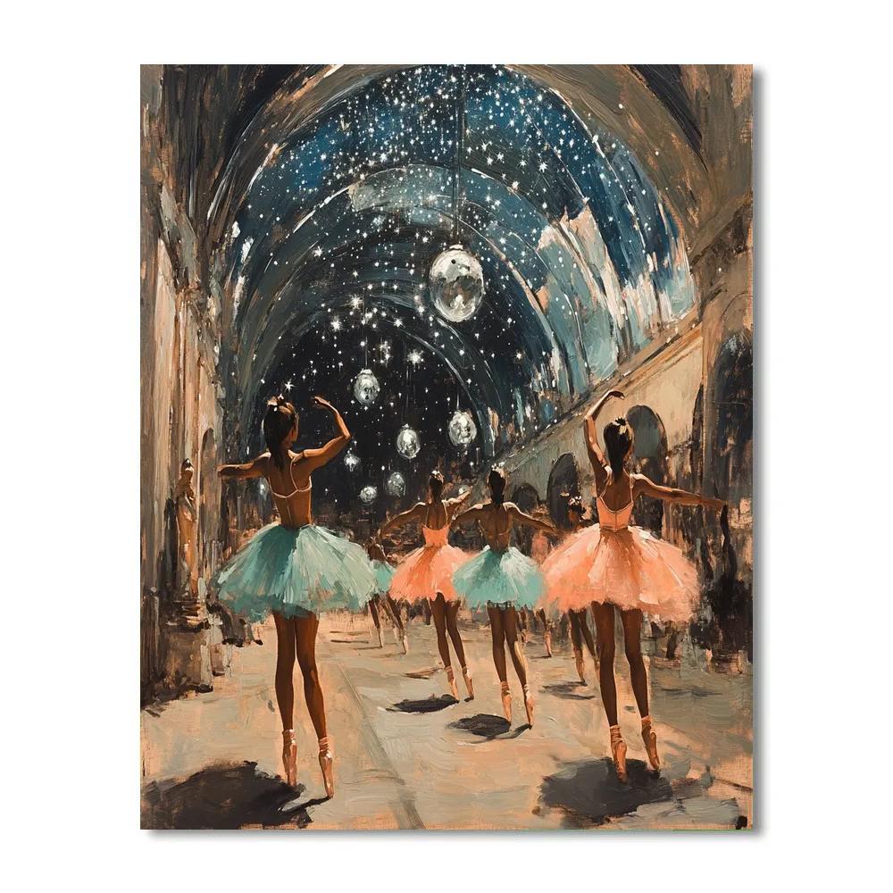 Degas Inspired Dancers Under Starlight Dome paint by color