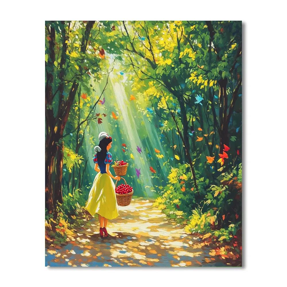 Snow White Forest Berry Gathering Disney Inspired paint by numbers