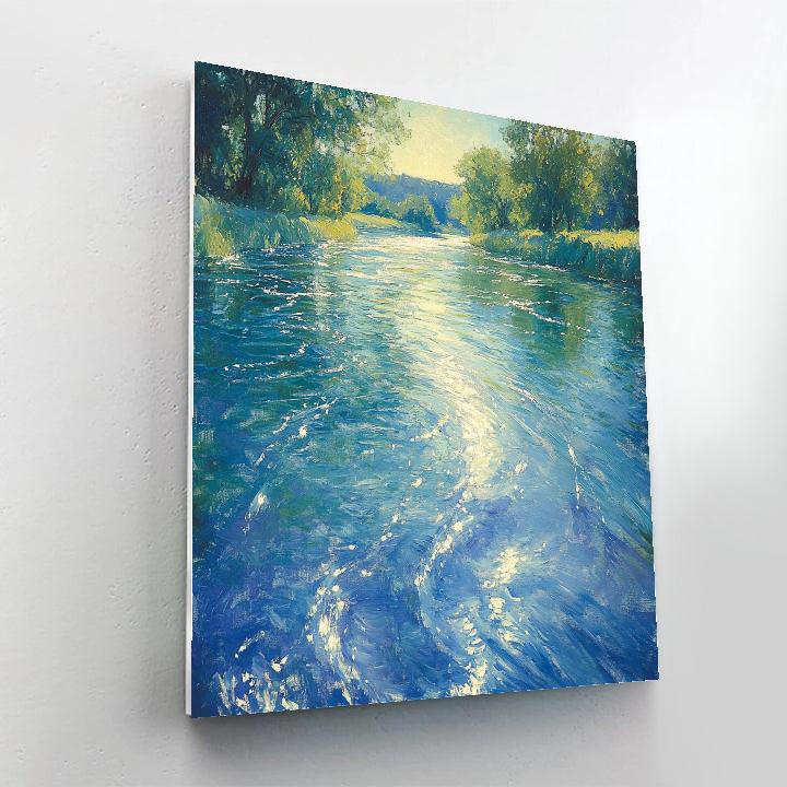 Claude Monet Inspired River Bend With Sunlit Ripples paint by number