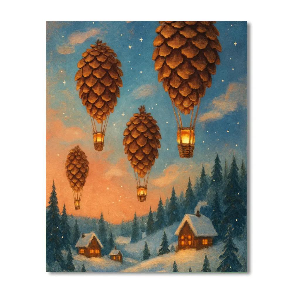 Pinecone Hot Air Balloons Paint by numbers art