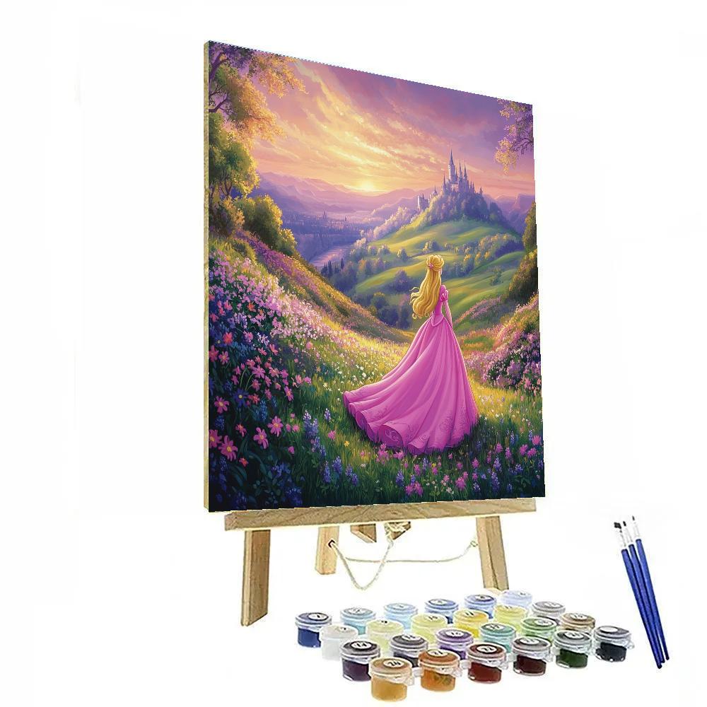 Aurora Sunrise Flower Meadow Disney Inspired painting number kit