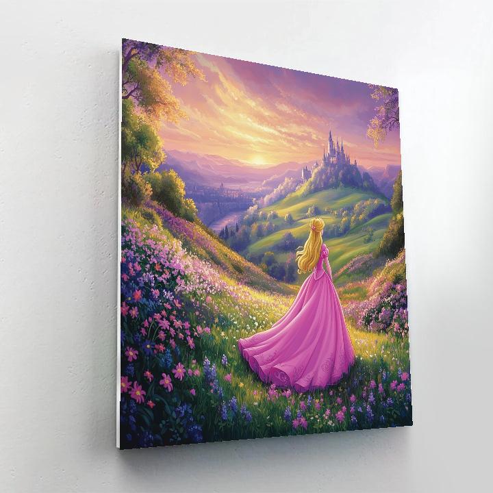 Aurora Sunrise Flower Meadow Disney Inspired painting number kit