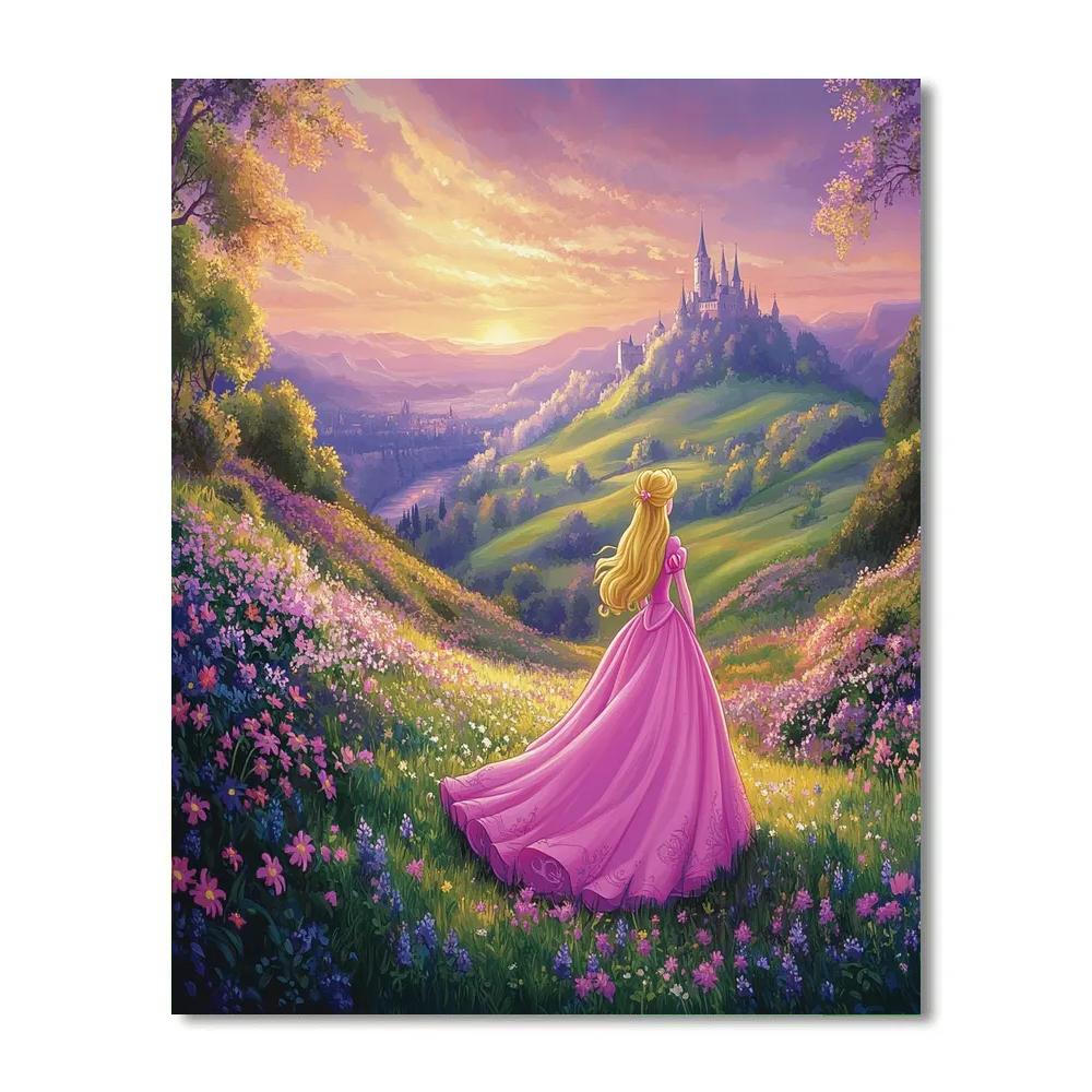 Aurora Sunrise Flower Meadow Disney Inspired painting number kit