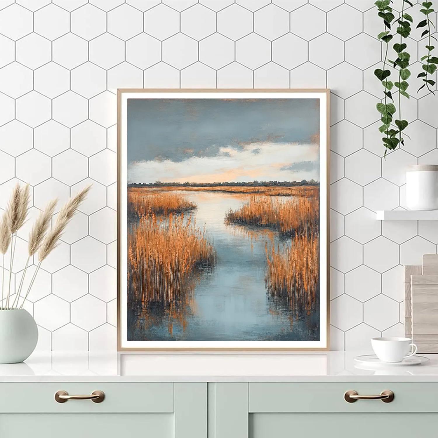 Claude Monet Inspired Autumn Marsh With Copper Reeds Painting by numbers kit