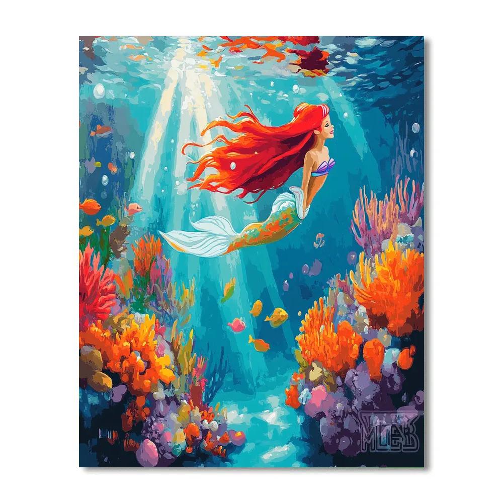 Ariel Coral Reef Discovery Disney Inspired Paint by numbers art