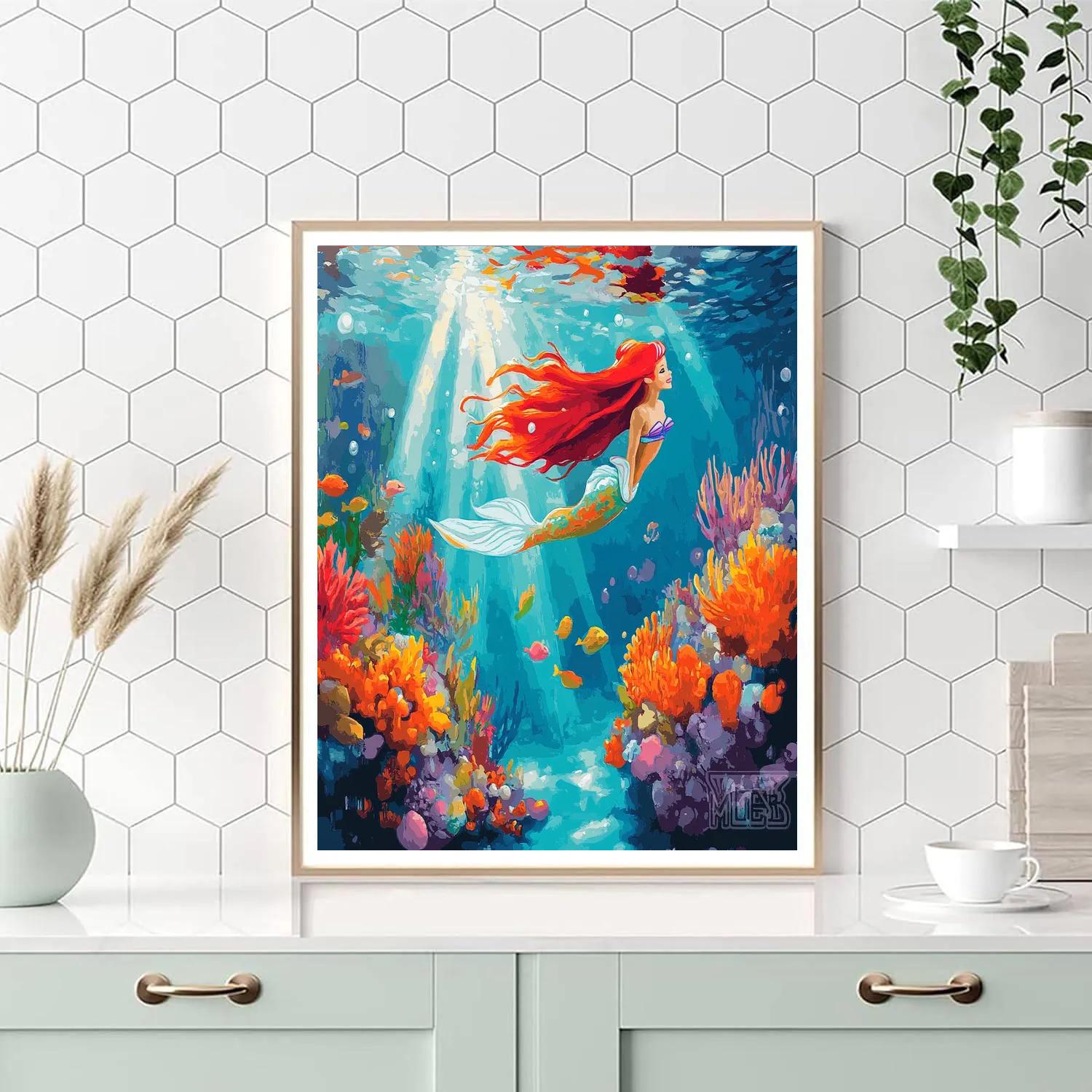 Ariel Coral Reef Discovery Disney Inspired Paint by numbers art