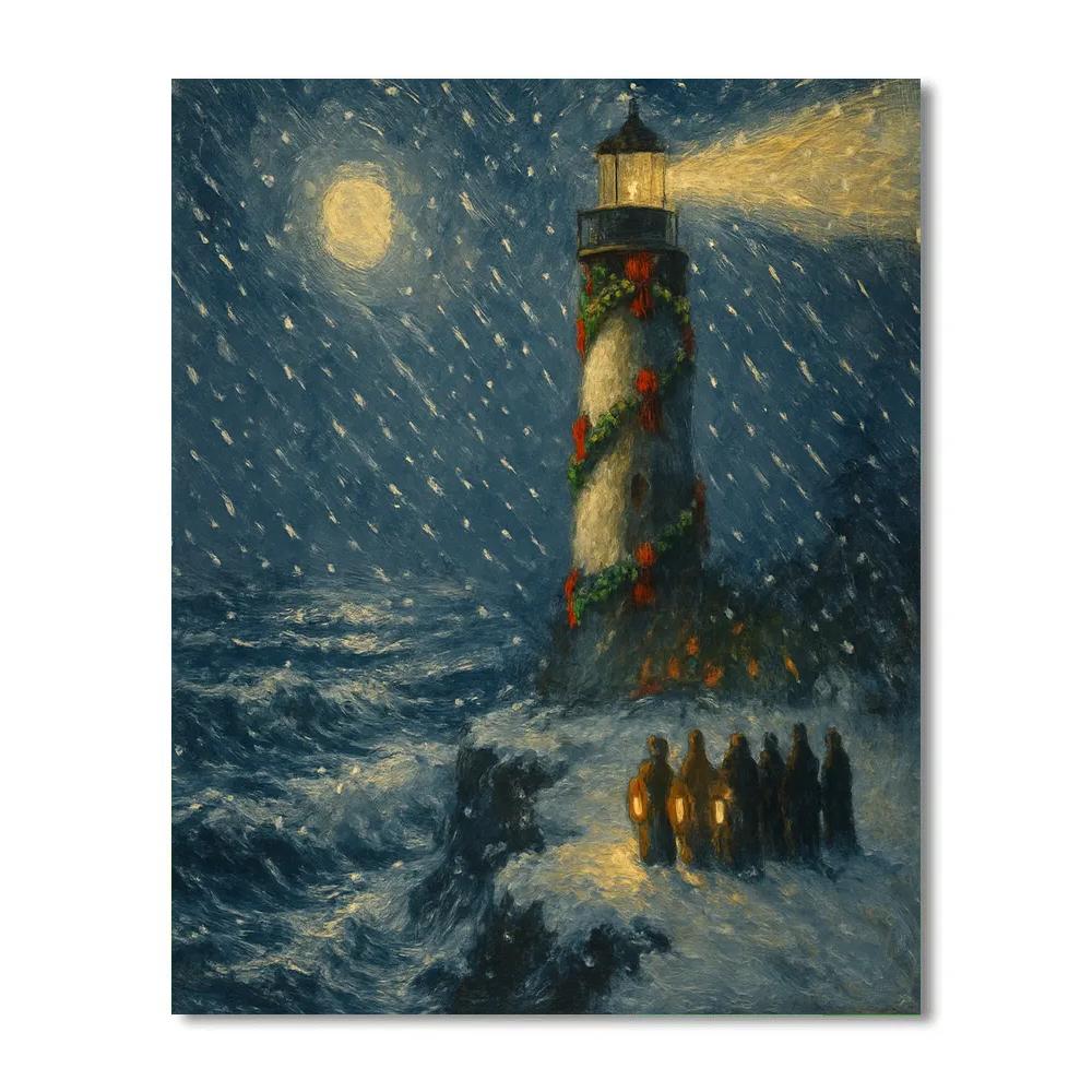 Snowy Lighthouse Choir Beacons paint by numbers