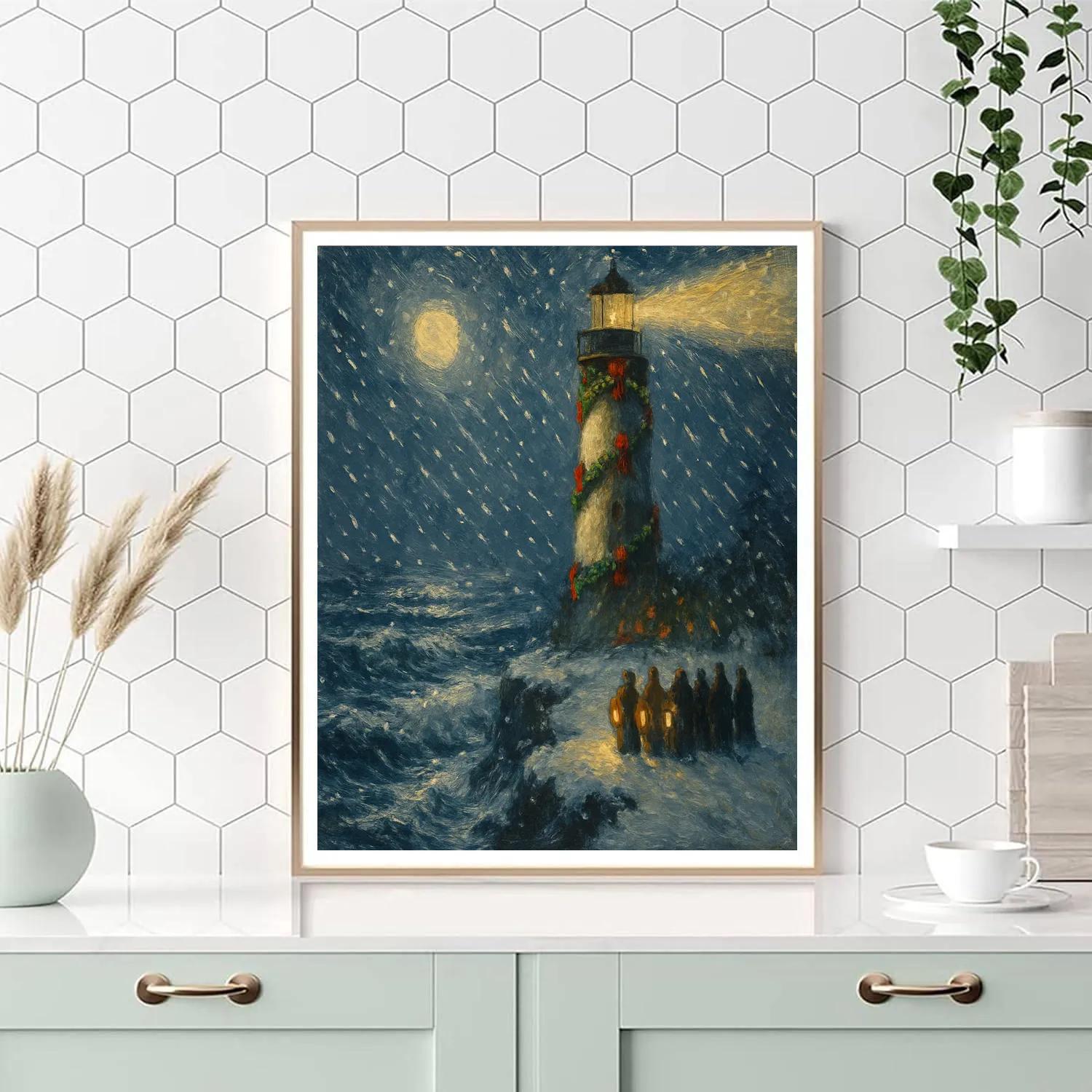 Snowy Lighthouse Choir Beacons paint by numbers