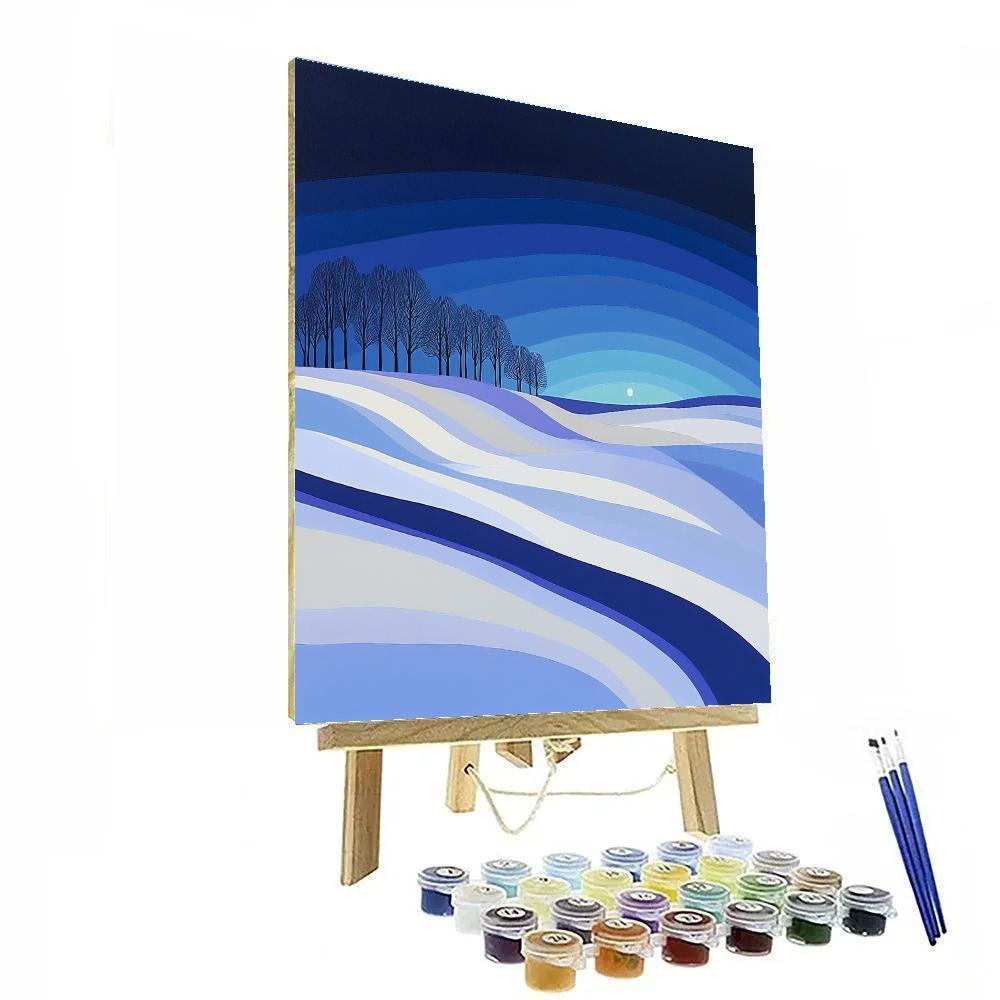 Claude Monet Inspired Moonlit Snowfield Blue Shadows paint by numbers