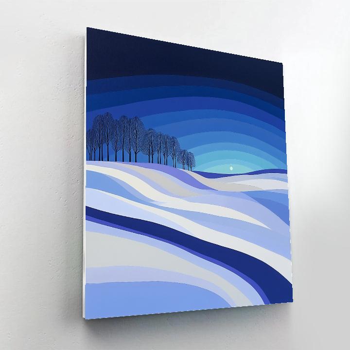 Claude Monet Inspired Moonlit Snowfield Blue Shadows paint by numbers