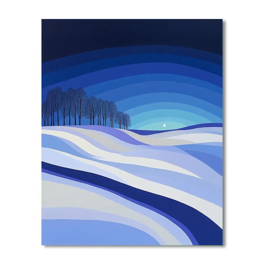 Claude Monet Inspired Moonlit Snowfield Blue Shadows paint by numbers