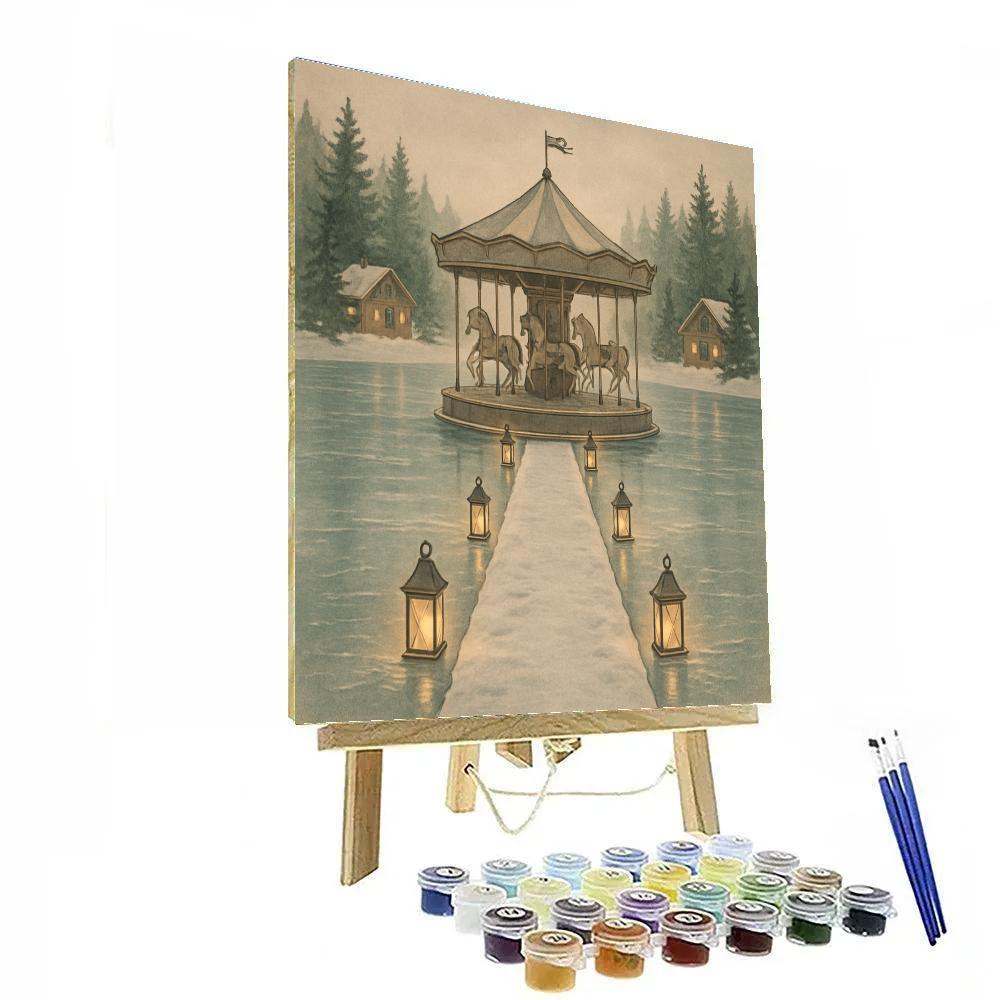 Frozen Carousel Lake Retreat Number painting