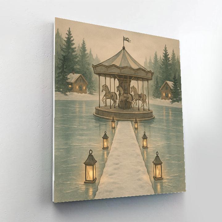 Frozen Carousel Lake Retreat Number painting