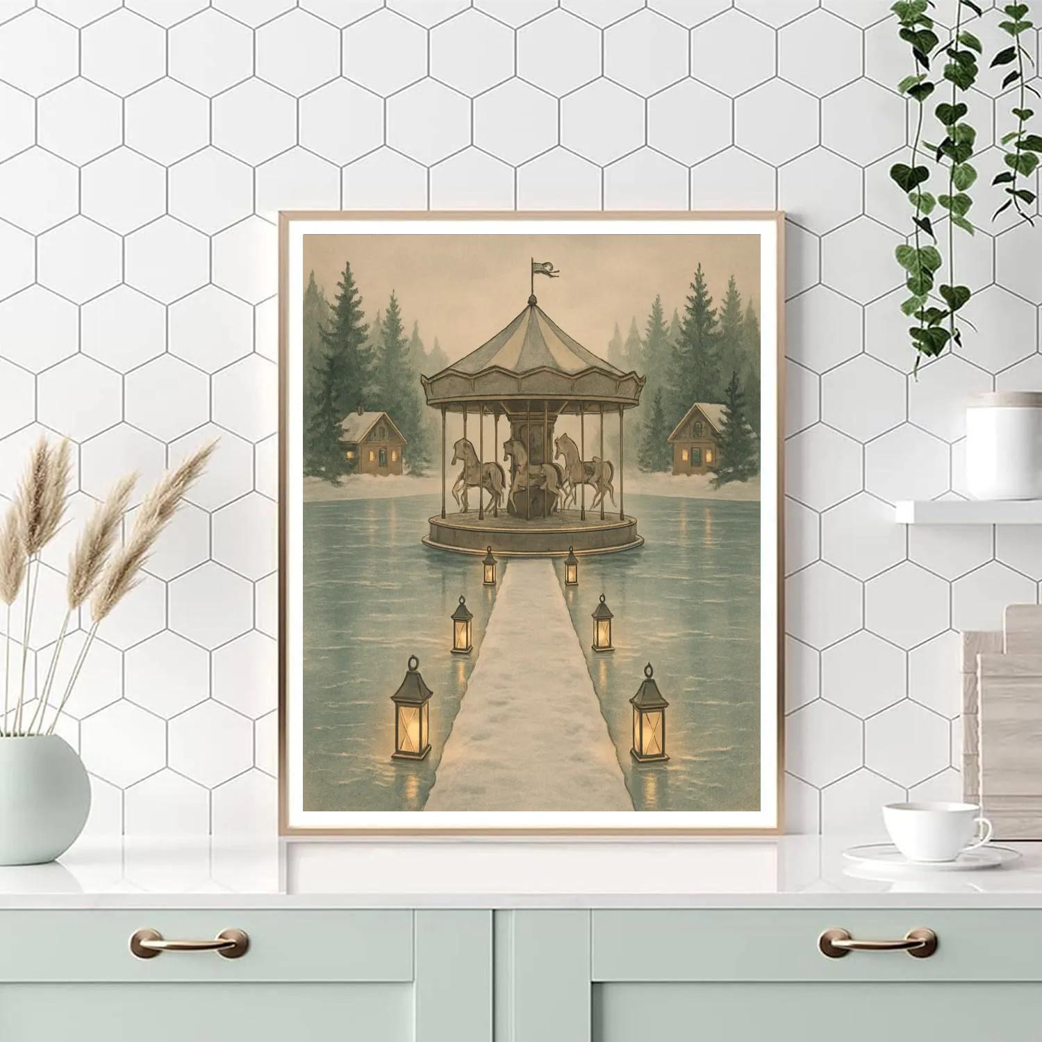 Frozen Carousel Lake Retreat Number painting