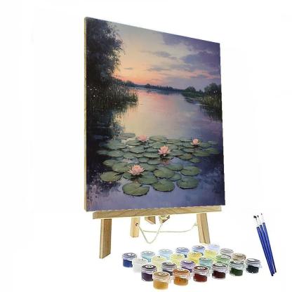 Claude Monet Inspired Lavender Dusk Over Water Garden Number painting