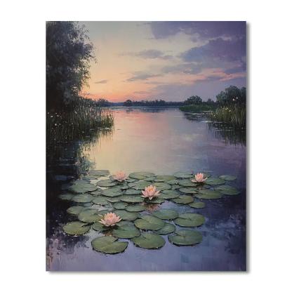 Claude Monet Inspired Lavender Dusk Over Water Garden Number painting