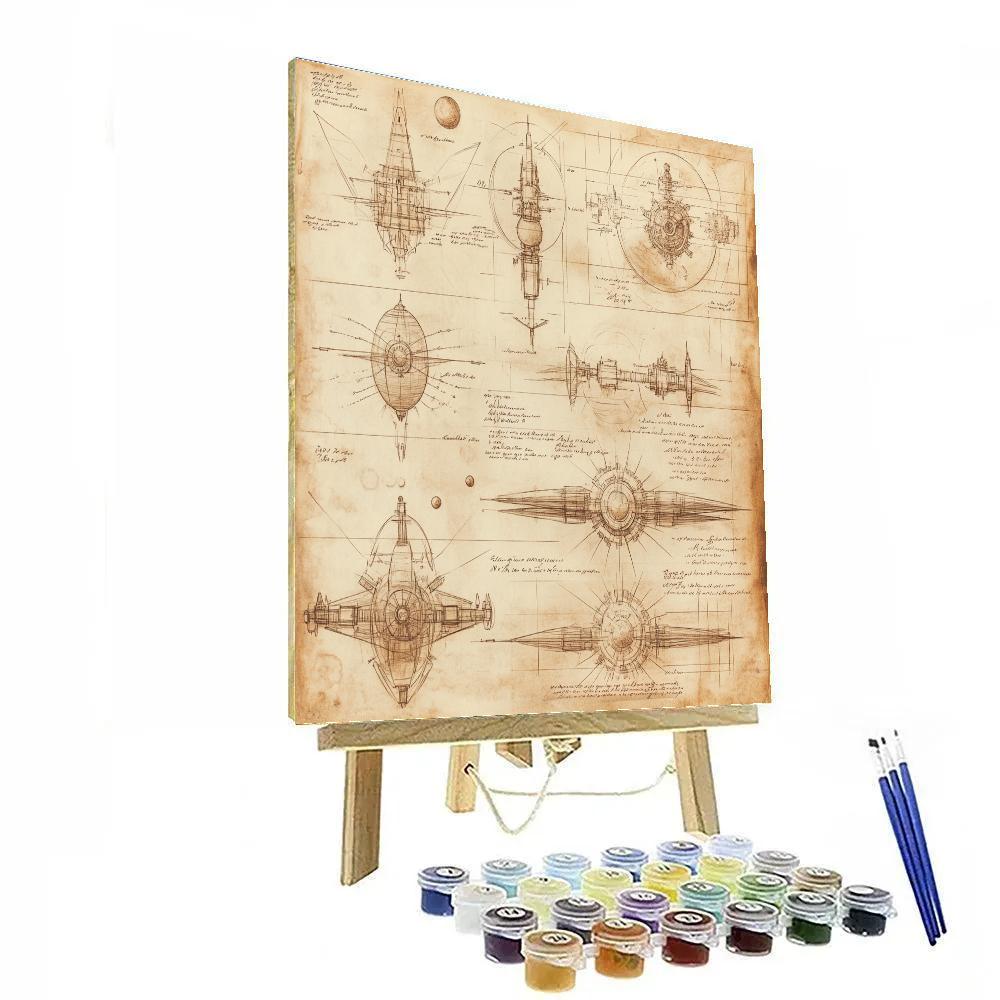 Da Vinci Inspired Celestial Invention Study Numbered painting kits