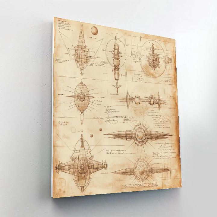 Da Vinci Inspired Celestial Invention Study Numbered painting kits