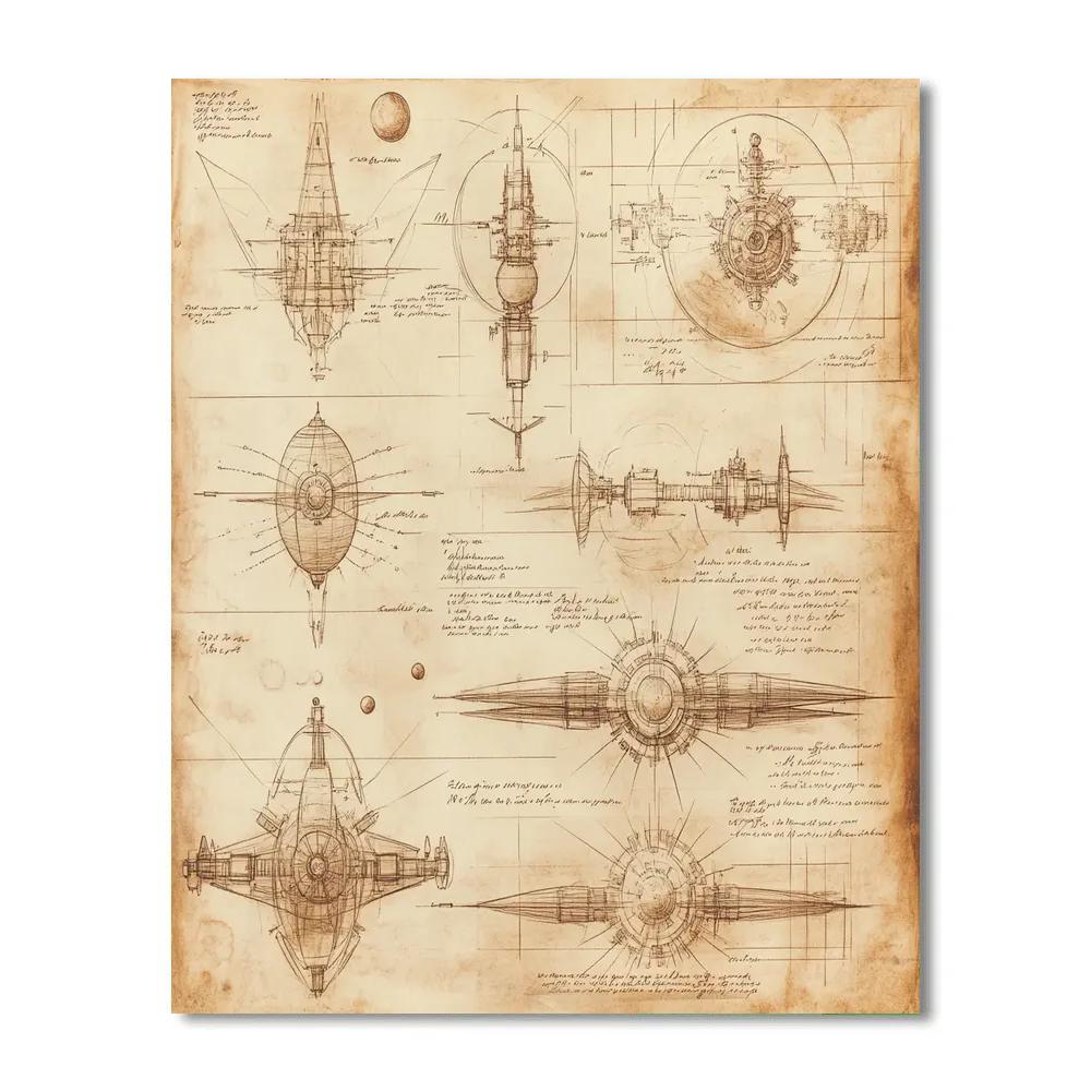 Da Vinci Inspired Celestial Invention Study Numbered painting kits