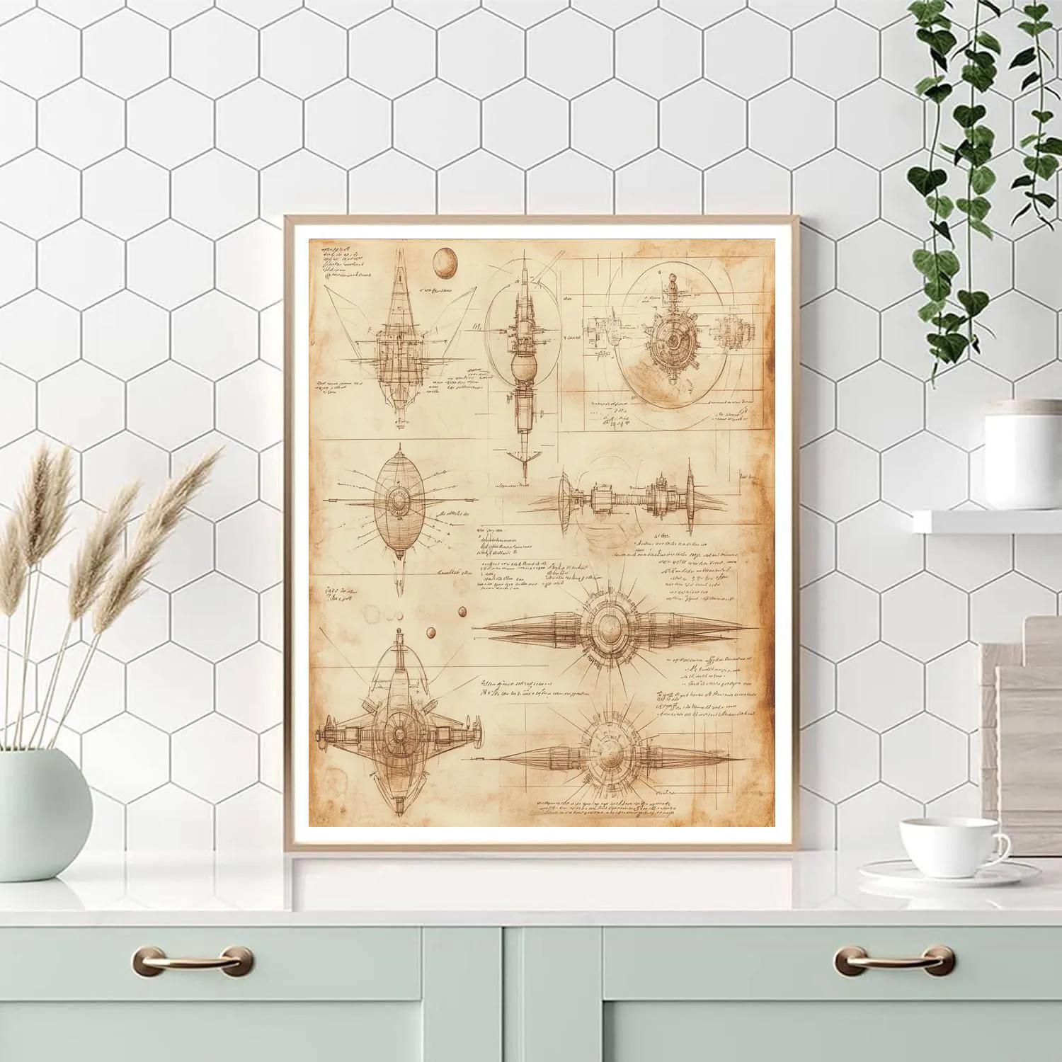 Da Vinci Inspired Celestial Invention Study Numbered painting kits
