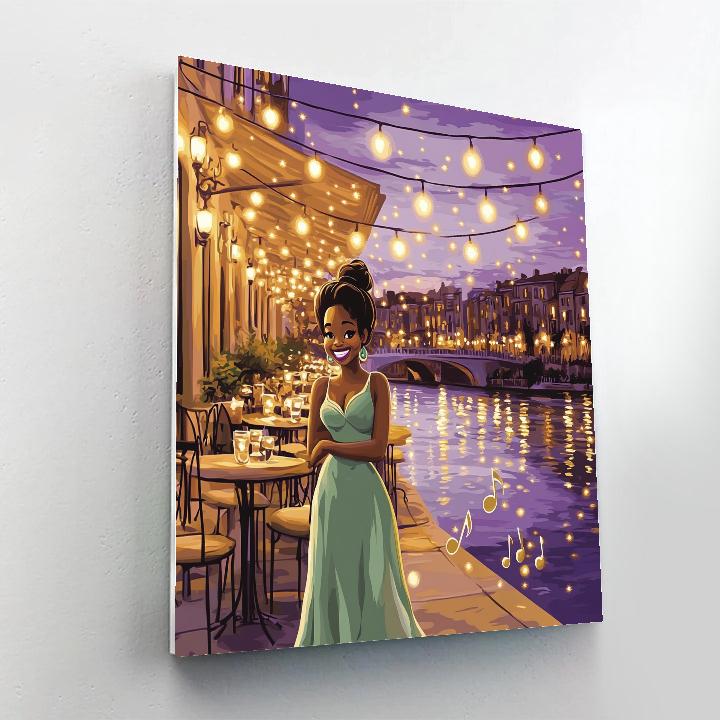 Tiana Riverside Cafe Evening Disney Inspired painting number kit