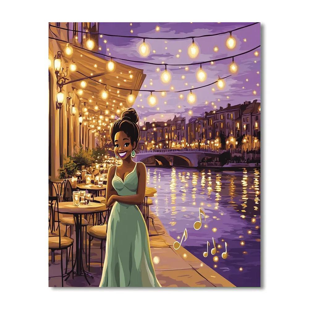 Tiana Riverside Cafe Evening Disney Inspired painting number kit