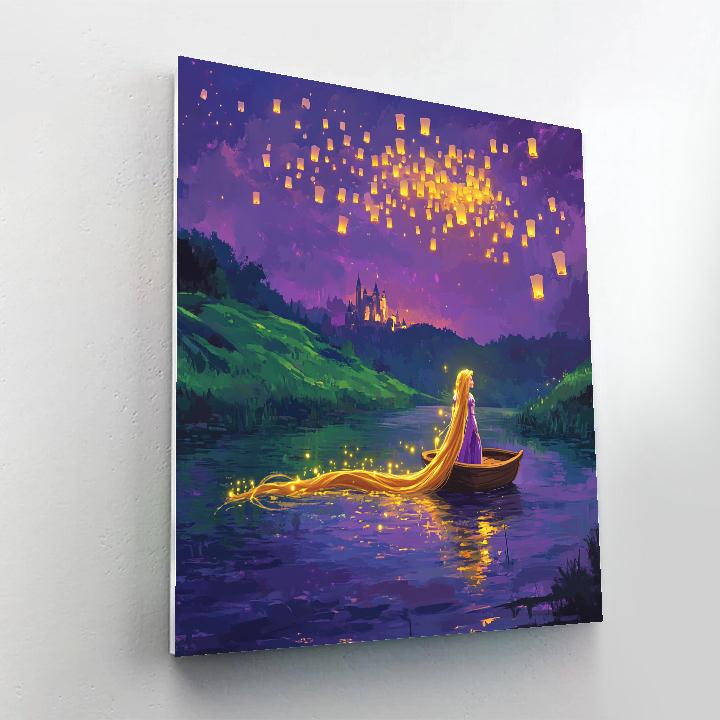 Rapunzel Lantern River Wonder Disney Inspired Number painting