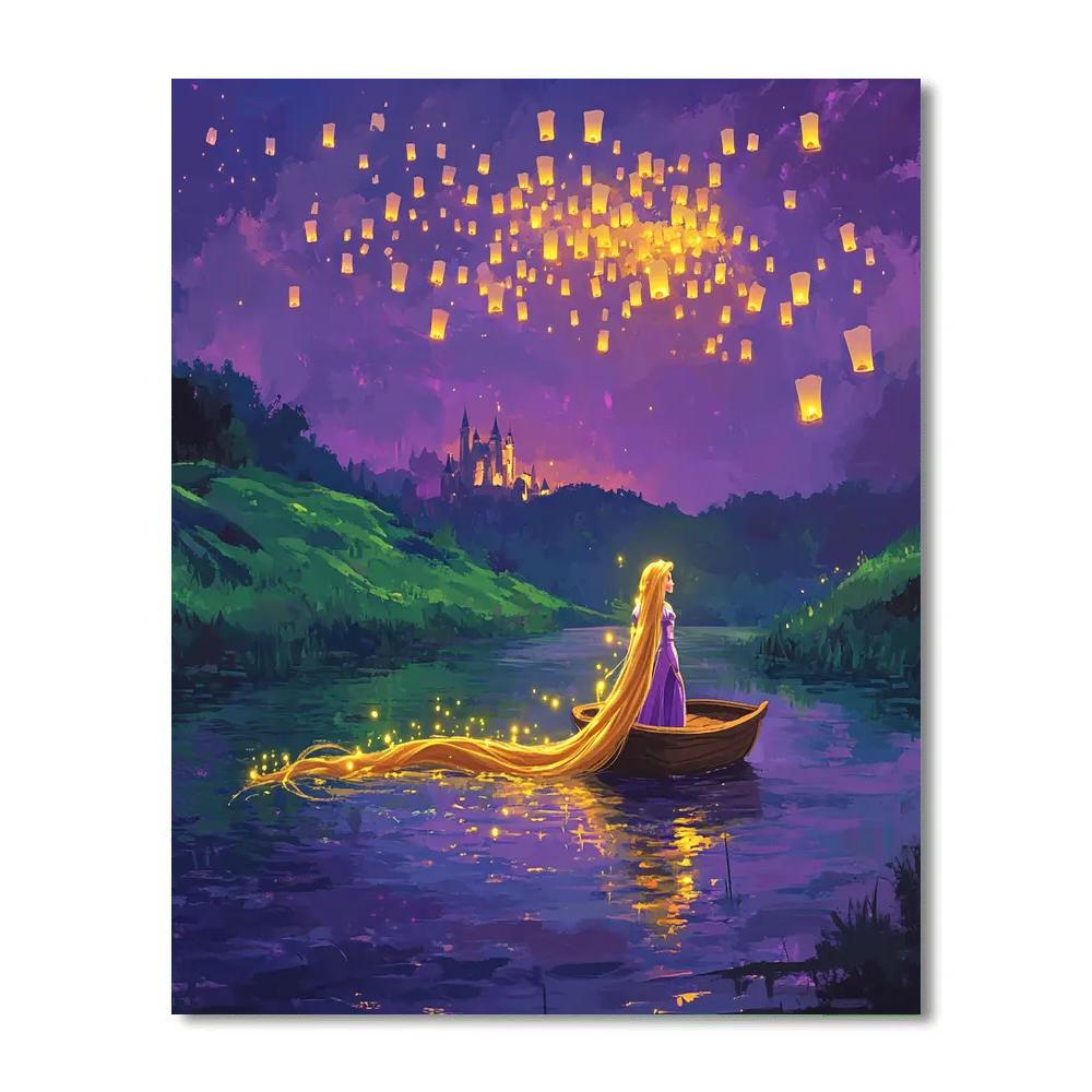 Rapunzel Lantern River Wonder Disney Inspired Number painting