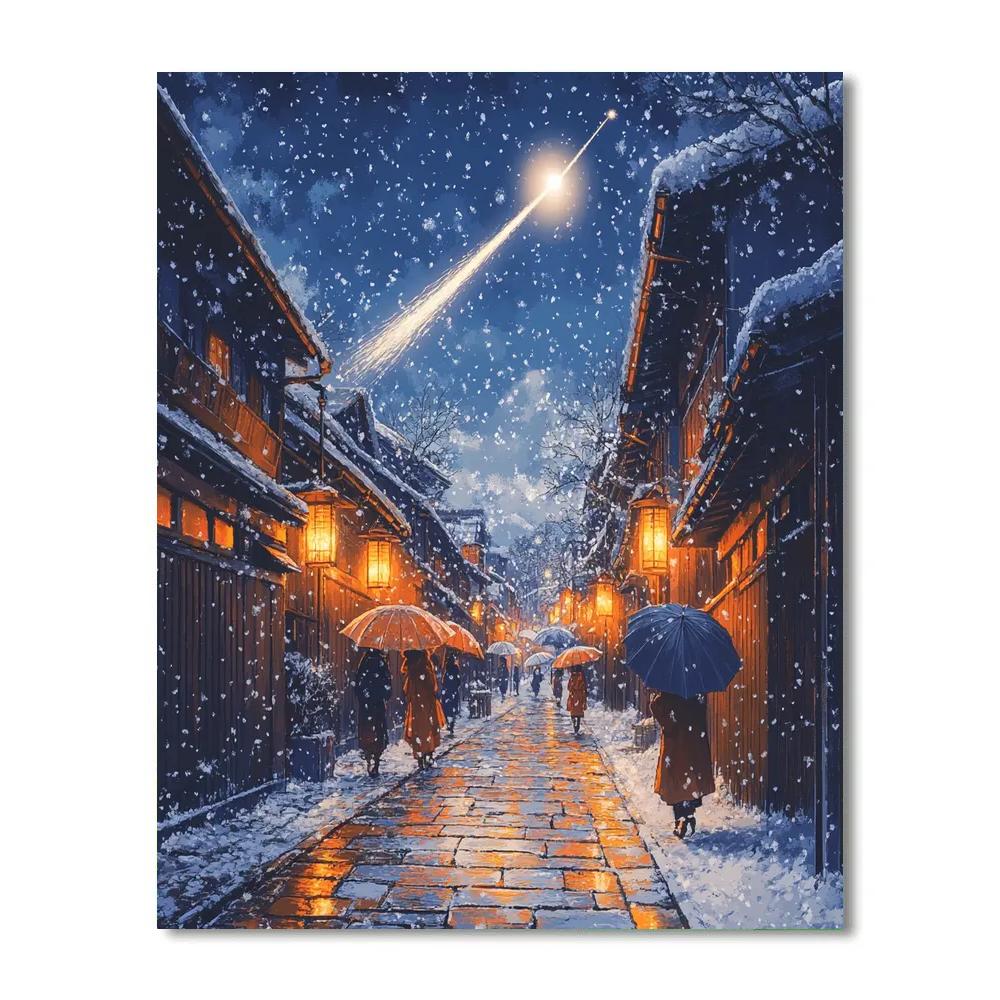 Hiroshige Inspired Snowy Comet Street Paint by numbers kits