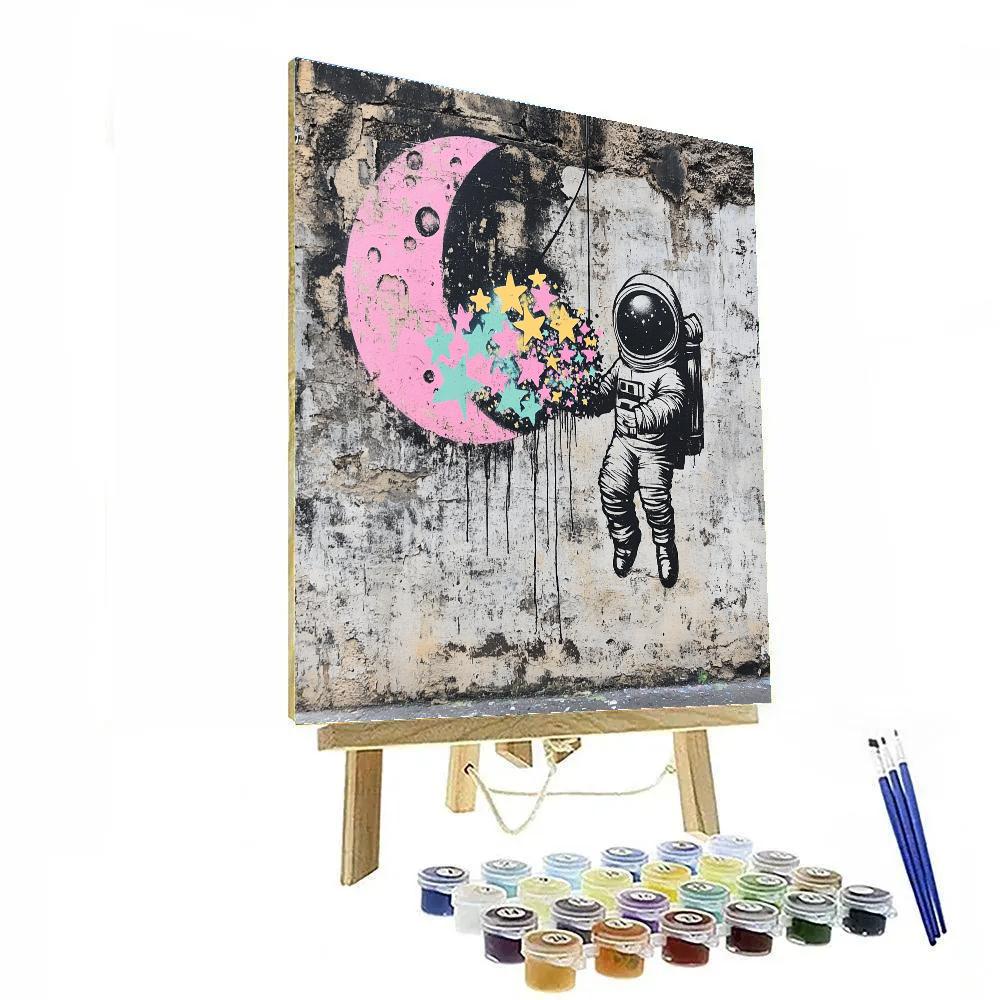 Banksy Inspired Astronaut Graffiti Wall Paint by numbers art