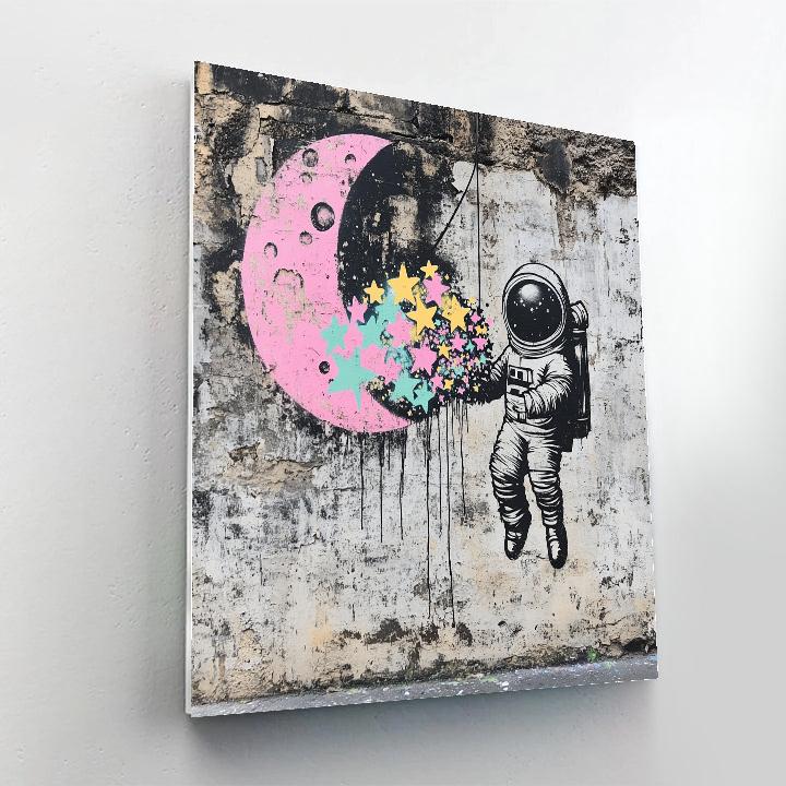 Banksy Inspired Astronaut Graffiti Wall Paint by numbers art